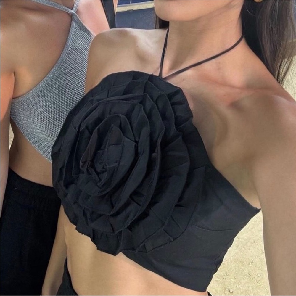 Zara textured flower poplin halter top